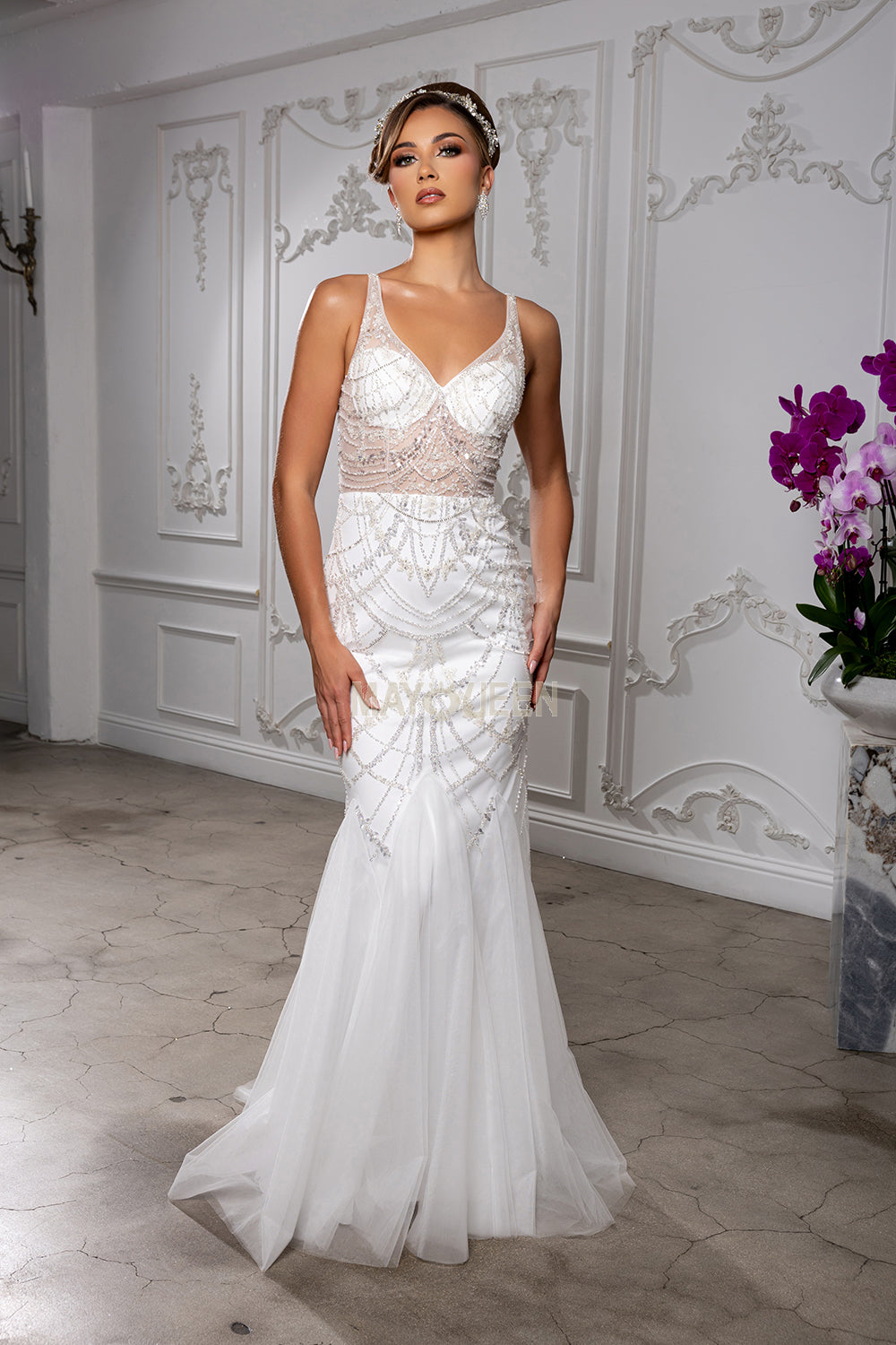 fitted mermaid wedding gown White / 14