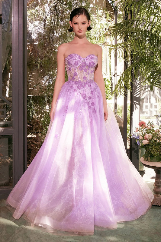 TULLE DAISY ASYMMETRIC A-LINE GOWN