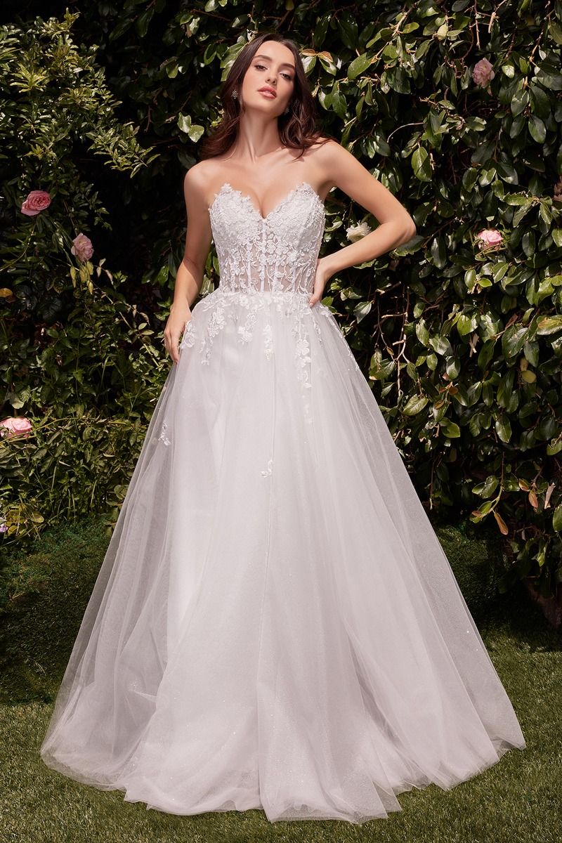 Strapless Glitter Tulle A-Line Bridal Gown | Lady Black Tie Off White / 12 Strapless Glitter Tulle A-Line Bridal Gown | Lady Black Tie Off White / 12