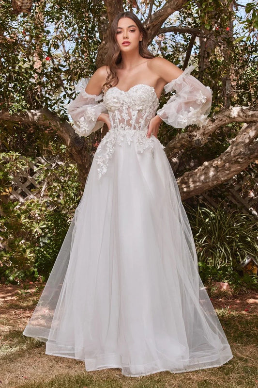 LACE STRAPLESS LAYERED TULLR BALL GOWN